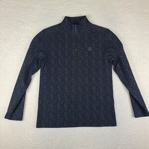 Karl Lagerfeld Sweater Mens Small Blue Navy Quarter Zip Sweatshirt